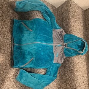 The North Face Turquoise and Gray Glacier full-zip Fleece Jacket